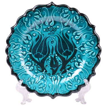 Turkish Ceramic Turquoise Plate 12 Cm - 3