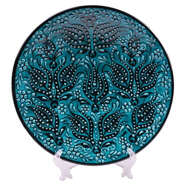 Turkish Ceramic Turquoise Plate 25 Cm - 7