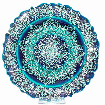 Turkish Ceramic Turquoise Plate 25 Cm - 9