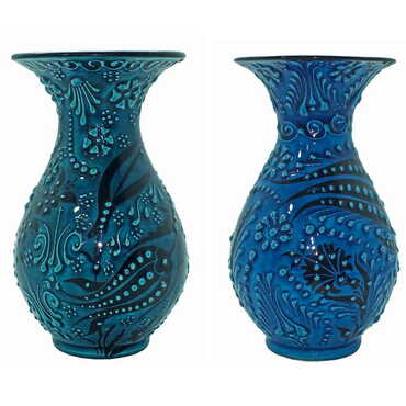 Turkish Ceramic Turquoise Slim Vase 15 Cm - 2