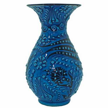 Turkish Ceramic Turquoise Slim Vase 15 Cm - 4