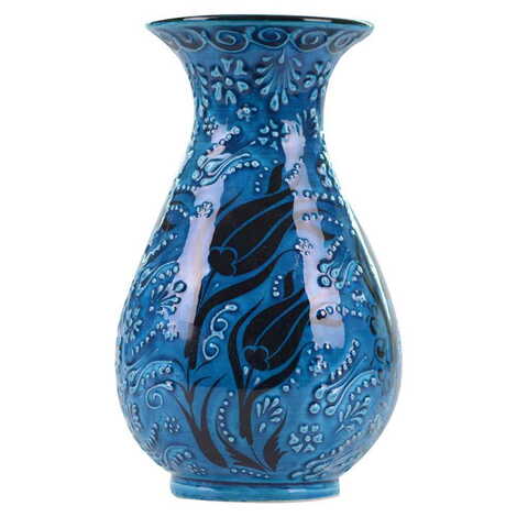 Turkish Ceramic Turquoise Slim Vase 25 Cm - 5