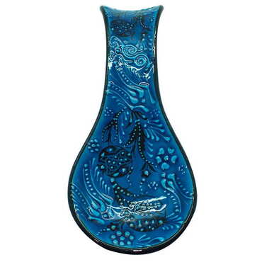 Turkish Ceramic Turquoise Spoon Rest - 4