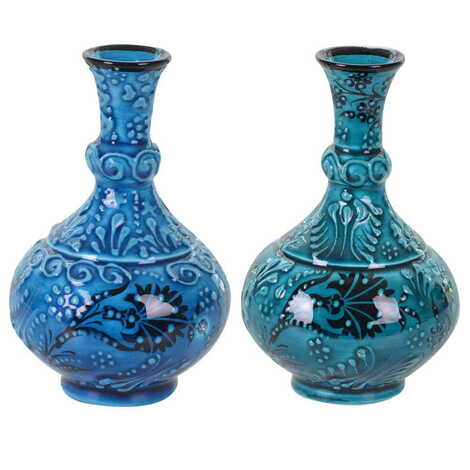 Turkish Ceramic Turquoise Tear Vase 10 Cm - 2