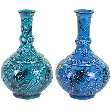 Turkish Ceramic Turquoise Tear Vase 15 Cm - 2