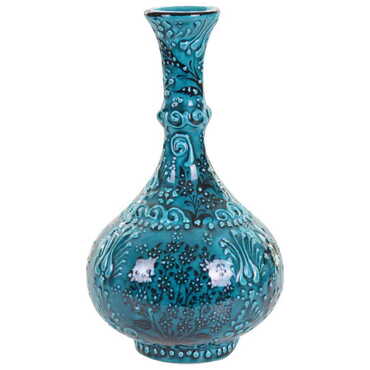 Turkish Ceramic Turquoise Tear Vase 20 Cm - 3