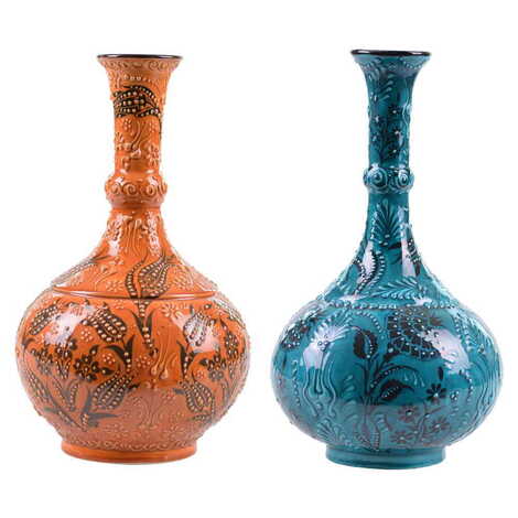 Turkish Ceramic Turquoise Tear Vase 30 Cm - 2