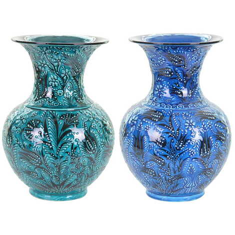 Turkish Ceramic Turquoise Vase 30 Cm - 2