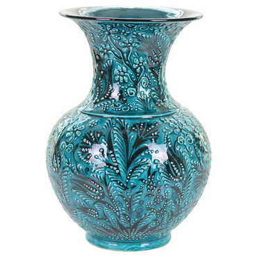 Turkish Ceramic Turquoise Vase 30 Cm - 3