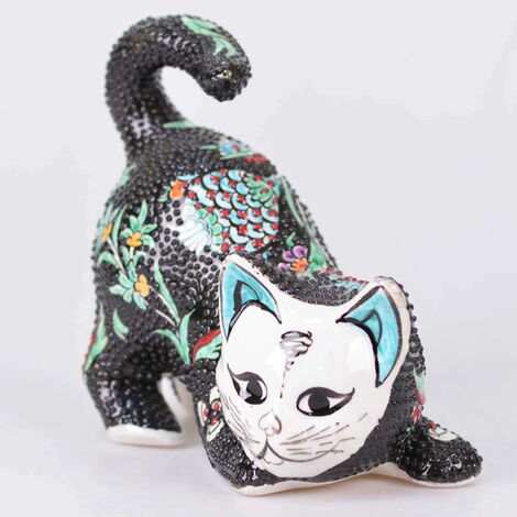 Turkish Ceramics Tezhip Big Size Cat Figurine - 3