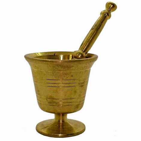 Turkish Handmade Cast Iron Brass Mortar And Pestle No:0 - 3