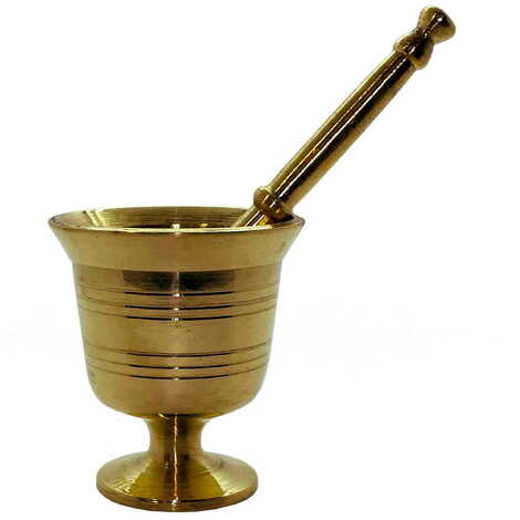 Turkish Handmade Cast Iron Brass Mortar And Pestle No:0 - 4