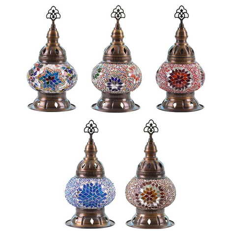 Turkish Mosaic Cracked Candle Holder Lamp No:2 - 3