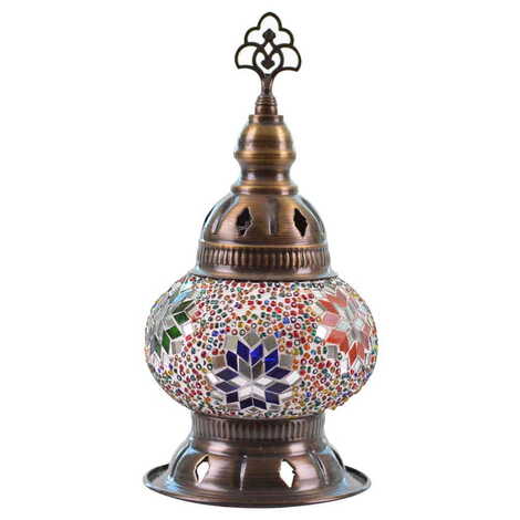 Turkish Mosaic Cracked Candle Holder Lamp No:2 - 4