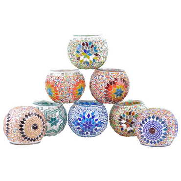 Turkish Mosaic Floral Candle Holder Lamp - 5