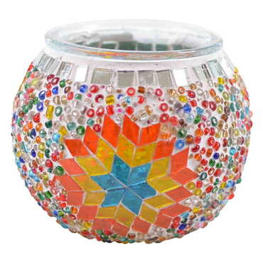 Turkish Mosaic Floral Candle Holder Lamp - 6