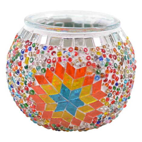 Turkish Mosaic Floral Candle Holder Lamp - 6