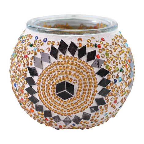 Turkish Mosaic Floral Candle Holder Lamp - 7