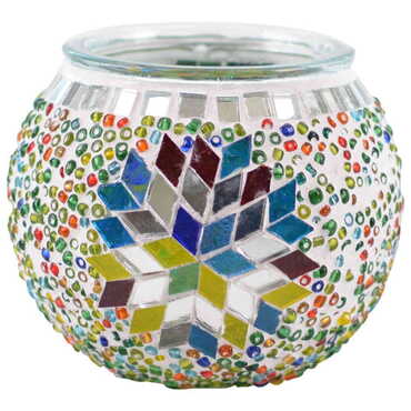 Turkish Mosaic Floral Candle Holder Lamp - 9