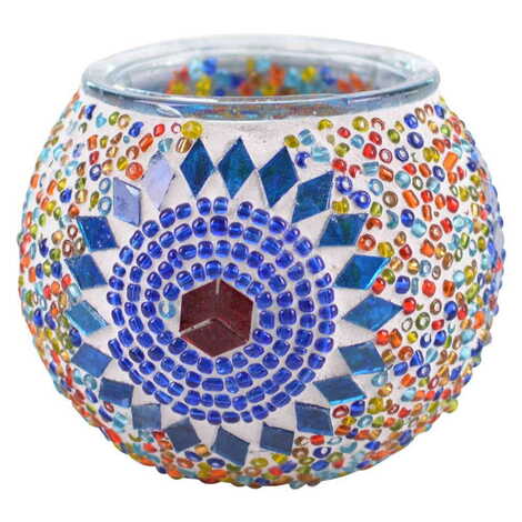 Turkish Mosaic Floral Candle Holder Lamp - 10