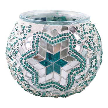 Turkish Mosaic Floral Candle Holder Lamp - 11