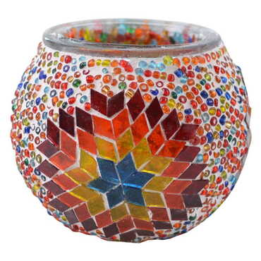 Turkish Mosaic Floral Candle Holder Lamp - 12