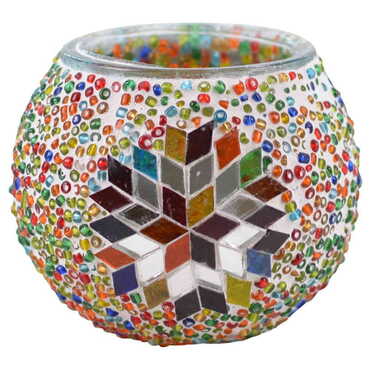 Turkish Mosaic Floral Candle Holder Lamp - 13