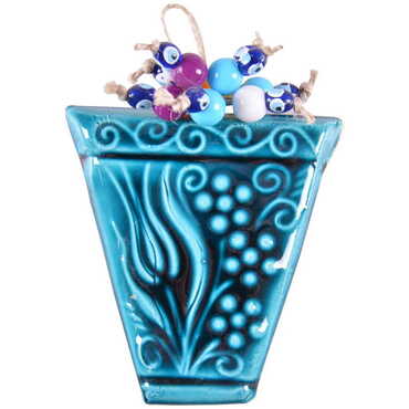 Turquoise Ceramic Wall Pot Hanging Decoration - 4