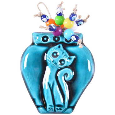 Turquoise Ceramic Wall Pot Hanging Decoration - 5