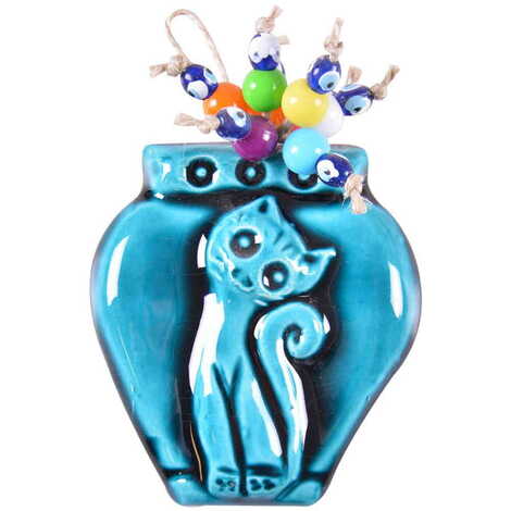 Turquoise Ceramic Wall Pot Hanging Decoration - 5