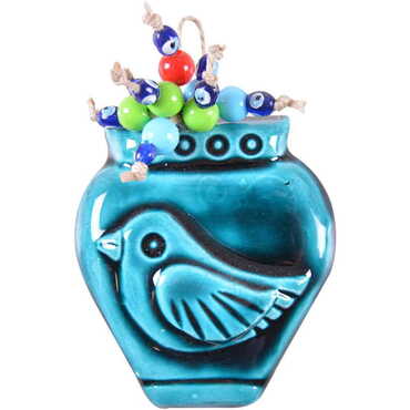 Turquoise Ceramic Wall Pot Hanging Decoration - 6