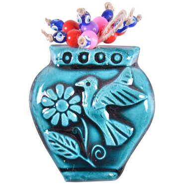 Turquoise Ceramic Wall Pot Hanging Decoration - 8