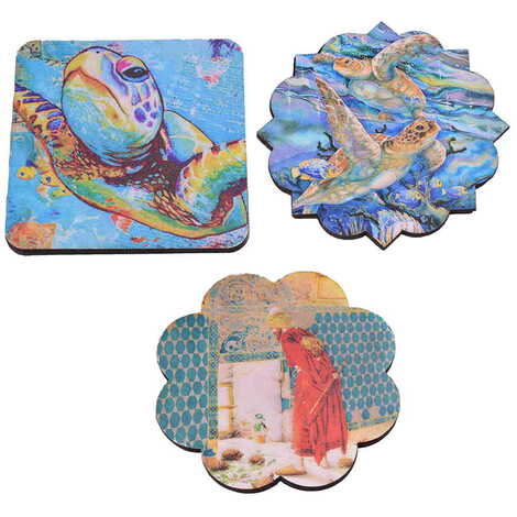 Turtle Themed Wooden Customised Souvenir Coaster 90mm - 2