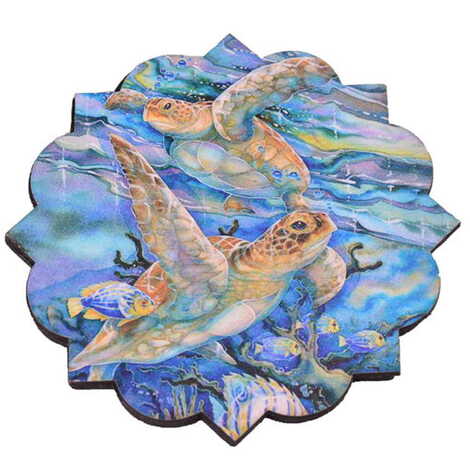 Turtle Themed Wooden Customised Souvenir Coaster 90mm - 4