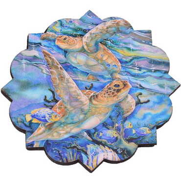 Turtle Themed Wooden Customised Souvenir Coaster Set of 4 pcs 90 mm - 4