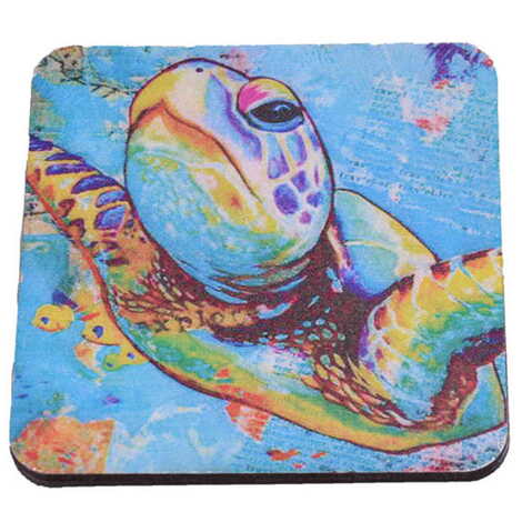 Turtle Themed Wooden Customised Souvenir Coaster Set of 4 pcs 90 mm - 5