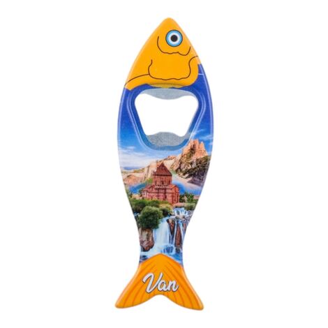 Van Themed Customised UV Printed Fish Shape Printed Plastic Base Bottle Opener 42x130 mm - 3