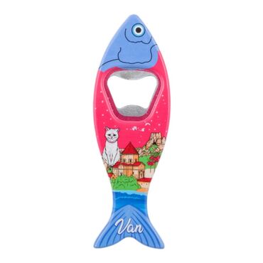 Van Themed Customised UV Printed Fish Shape Printed Plastic Base Bottle Opener 42x130 mm - 4