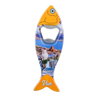 Van Themed Customised UV Printed Fish Shape Printed Plastic Base Bottle Opener 42x130 mm - 5