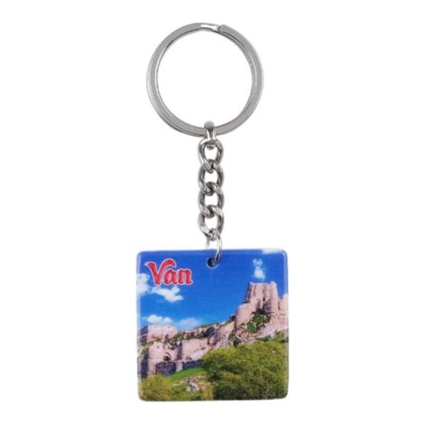 Van Themed Customised Uv Printed Plastic Base Round Keyring 40x108 mm - 3