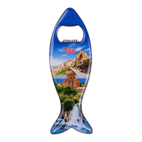 Van Themed Fish Shaped Metal Magnetic Bottle Opener 120x43 mm - 3