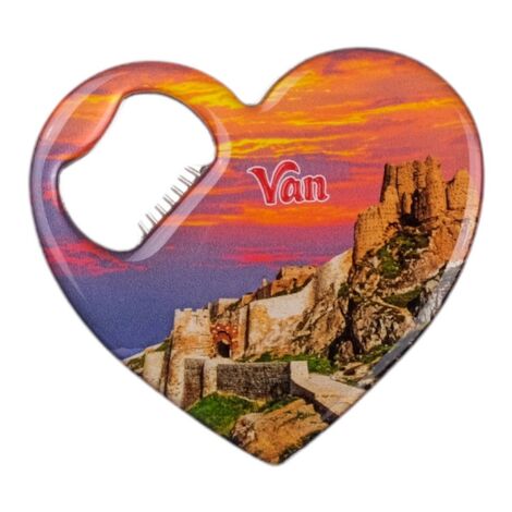 Van Themed Heart Shaped Metal Magnetic Bottle Opener 85x76 mm - 2