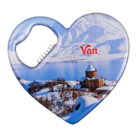 Van Themed Heart Shaped Metal Magnetic Bottle Opener 85x76 mm - 3