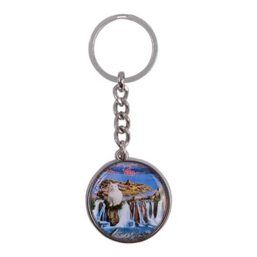 Van Themed Metal Double Sided Round Keychain 40x95 mm - 2