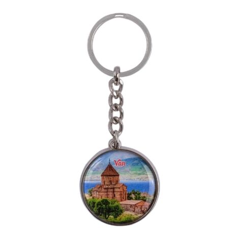 Van Themed Metal Double Sided Round Keychain 40x95 mm - 3