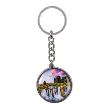 Van Themed Metal Double Sided Round Keychain 40x95 mm - 4