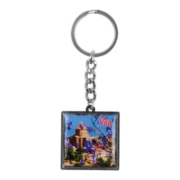 Van Themed Metal Square Shaped Double Sided Keychain 36x95 mm - 2