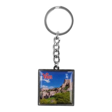 Van Themed Metal Square Shaped Double Sided Keychain 36x95 mm - 3