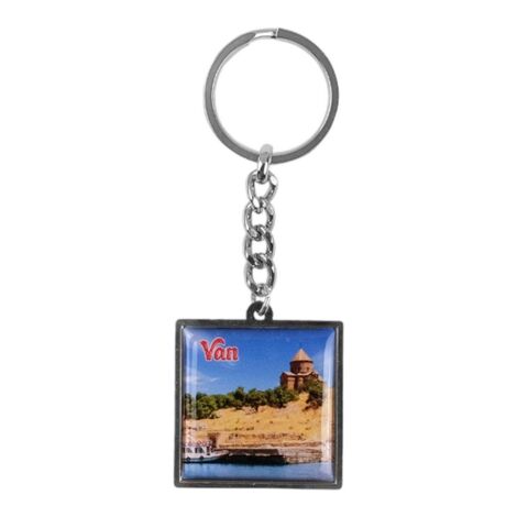 Van Themed Metal Square Shaped Double Sided Keychain 36x95 mm - 5