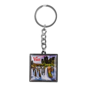 Van Themed Metal Square Shaped Double Sided Keychain 36x95 mm - 6